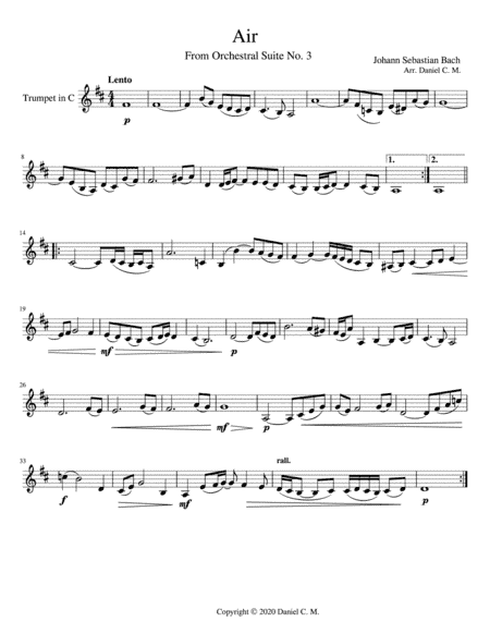 Air for C trumpet and piano (simplified) (arr. Daniel C. M.)
