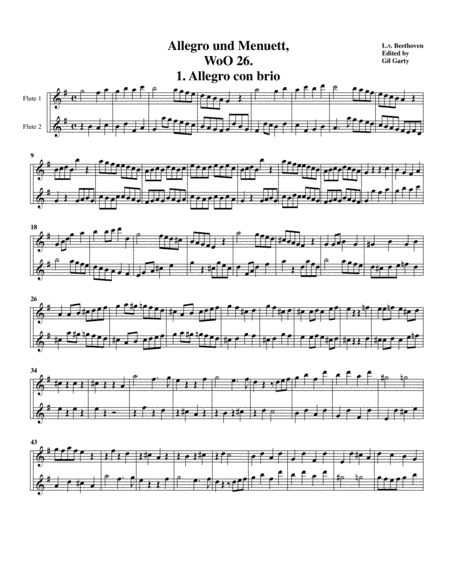 Allegro & Minuet, WoO 26 (original version for 2 flutes) (arr. Gil Garty)