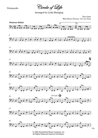 Circle Of Life (arr. Lydia Buttigieg)
