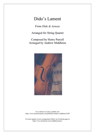 Dido's Lament arranged for String Quartet (arr. Andrew Middleton)