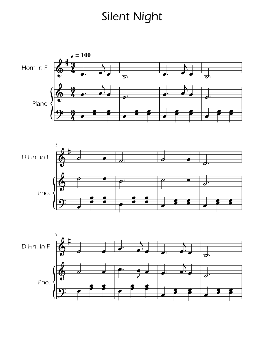 Silent Night - French Horn Solo w/ Piano (arr. Ygor Nunes)