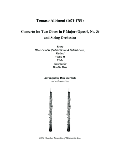 Concerto for Two Oboes in F Major, Op. 9 No. 3 and String Orchestra (arr. Don Werdick (1946 - ))