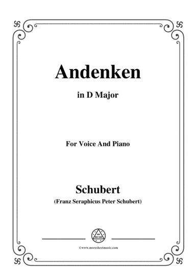 Schubert-Andenken,in D Major,for Voice&Piano (arr. MSM)