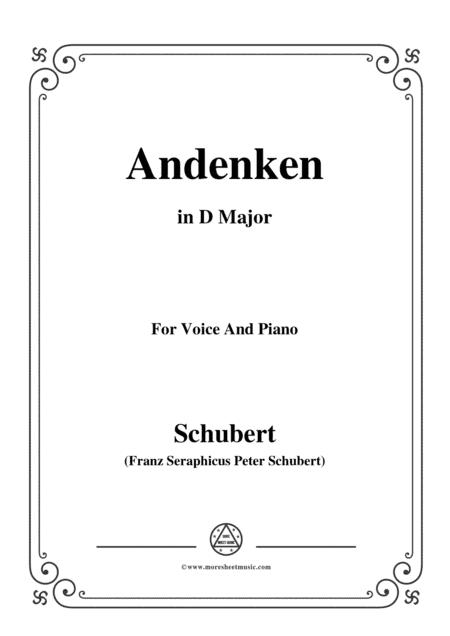 Schubert-Andenken,in D Major,for Voice&Piano (arr. MSM)