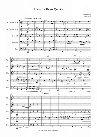 Lento for Brass Quintet