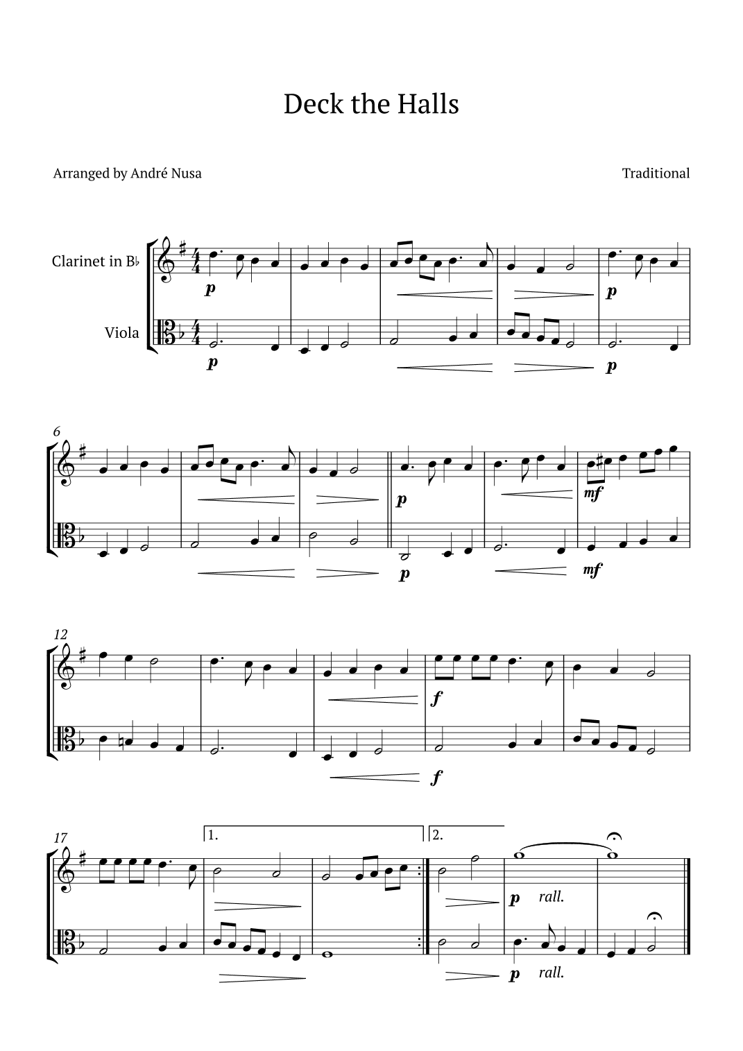 Deck the Halls (arr. André Nusa)