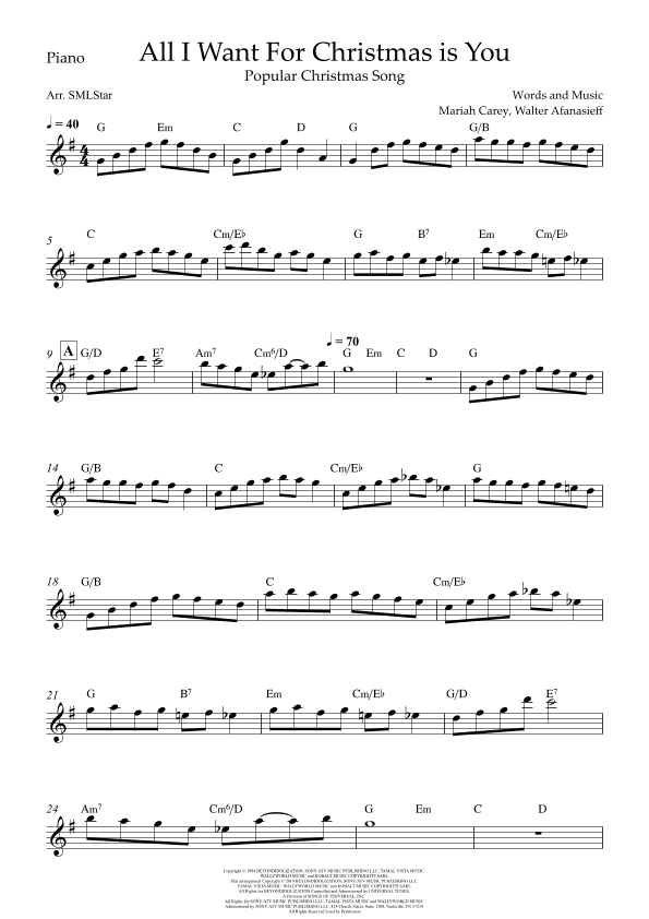 All I Want For Christmas Is You (arr. SMLStar)