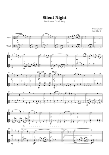 Silent Night for Viola Duet (arr. Rika K.)