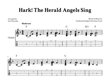 Hark! The Herald Angels Sing - Fingerstyle Ukulele (F with TAB) (arr. Yuri Noronha)