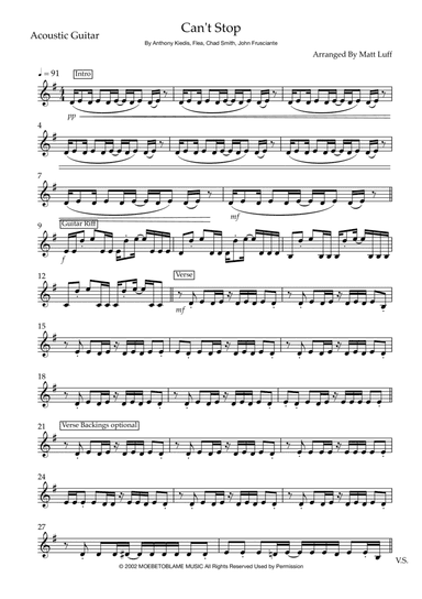 Can't Stop (arr. Matt Luff)
