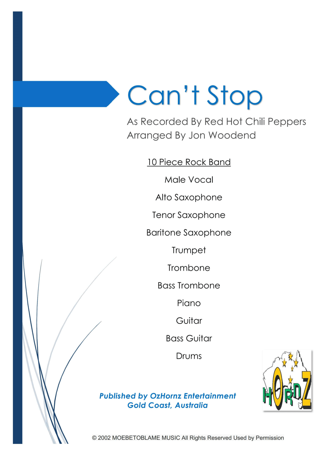 Can't Stop (arr. Jon Woodend)