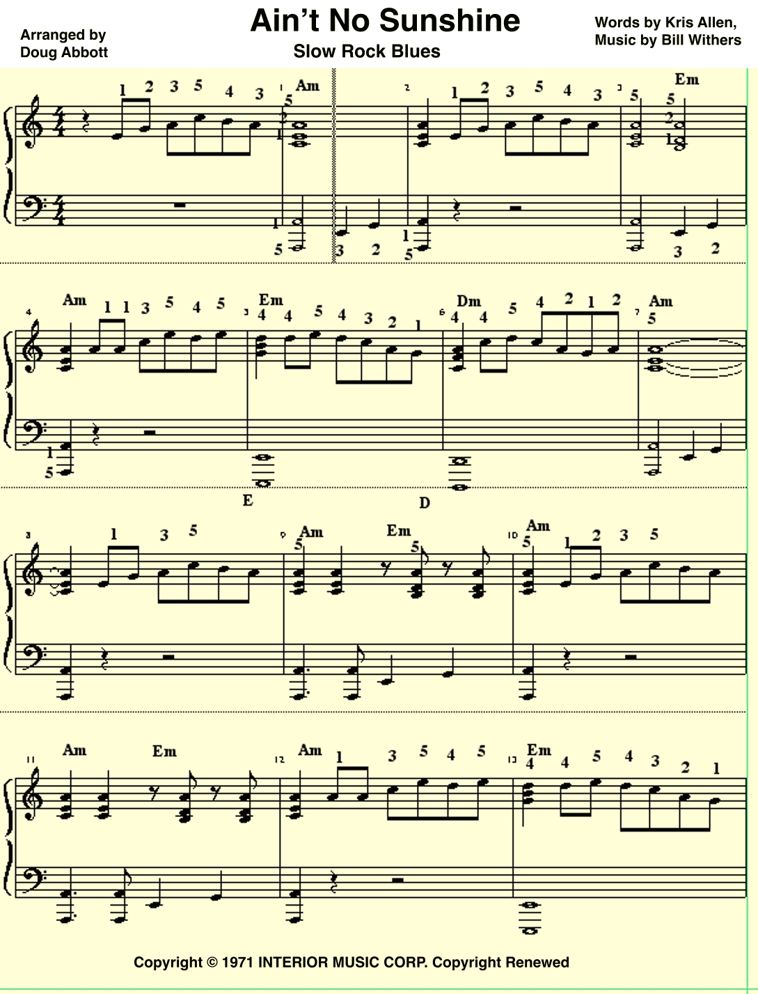 Ain't No Sunshine (arr. Doug Abbott)