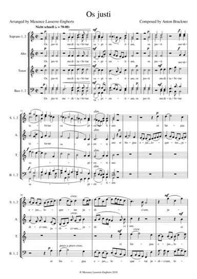 Os justi (Bruckner) for 6 voices (SSATBB) (arr. Maxence Lasserre-Engberts)