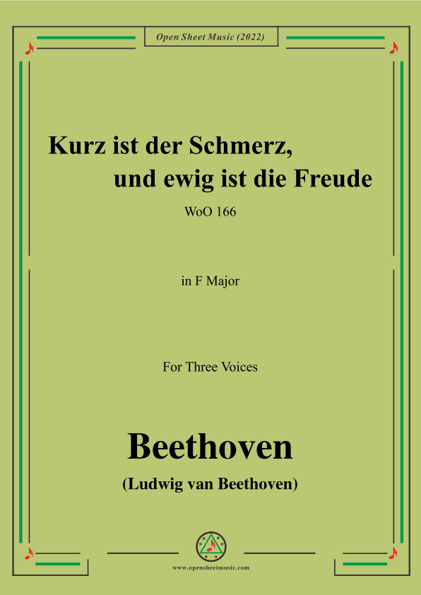 Beethoven-Kurz ist der Schmerz,und ewig ist die Freude,WoO 166,in F Major (arr. OSM Press)
