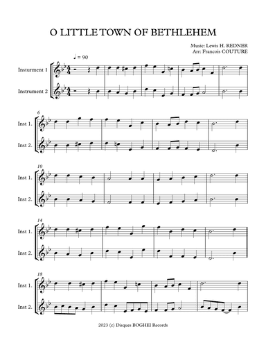 O LITTLE TOWN OF BETHLEHEM (arr. Francois Couture)