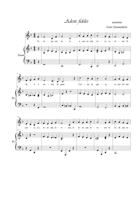 Adeste Fideles. Voce e piano (arr. Ester Alessandrini)