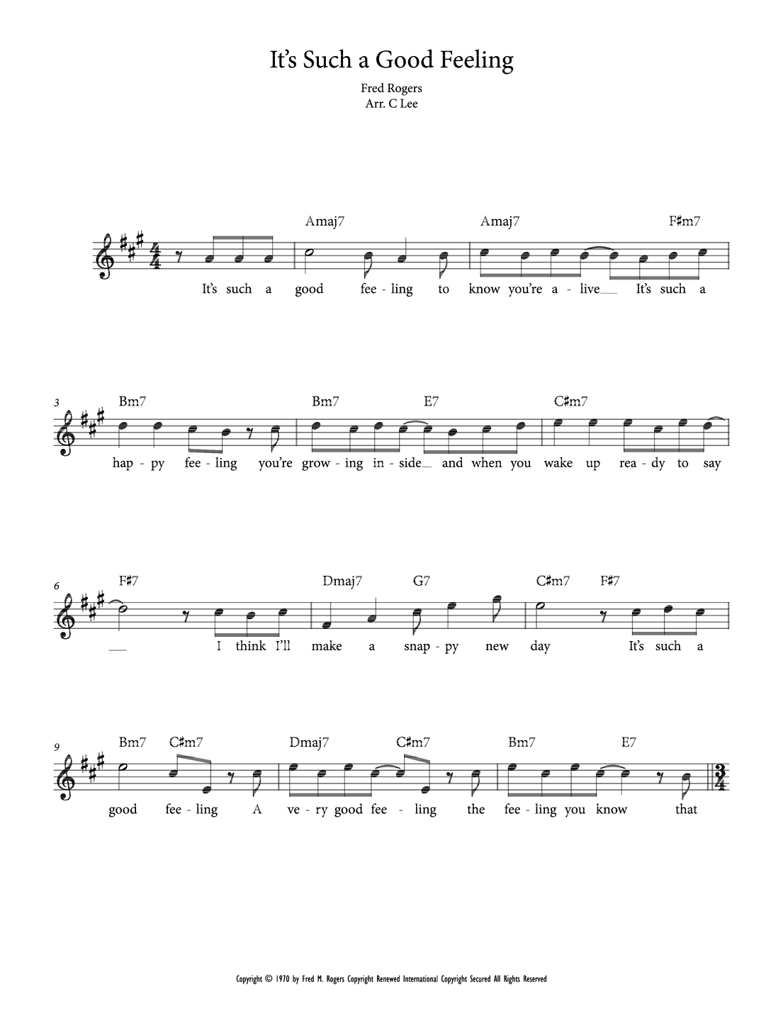 It's Such A Good Feeling (arr. Charlie Lee)