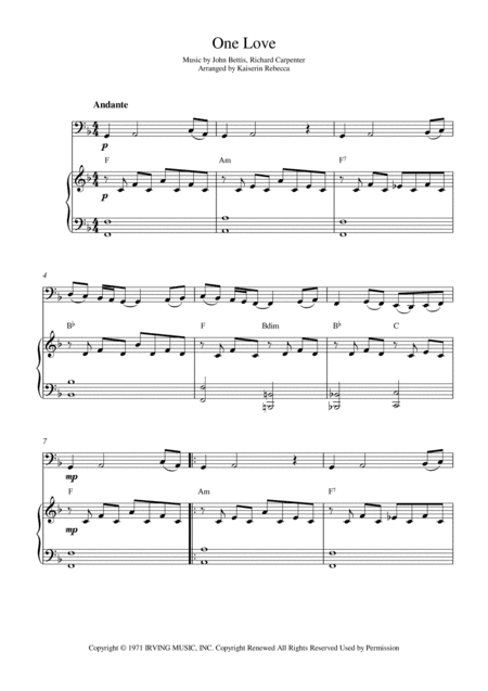 One Love (arr. Kaiserin Rebecca)