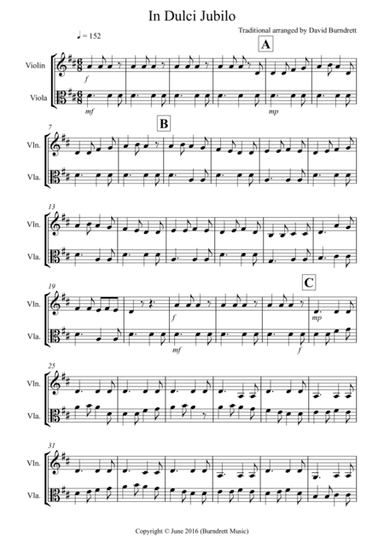 In Dulci Jubilo for Violin and Viola Duet (arr. David Burndrett)