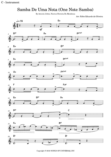 One Note Samba (samba De Uma Nota So) (arr. Fabio Eduardo de Oliveira)