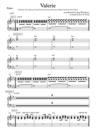 Valerie (arr. Joeri de Graaf)