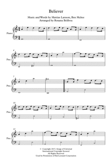Believer (arr. Roxana Belibou)