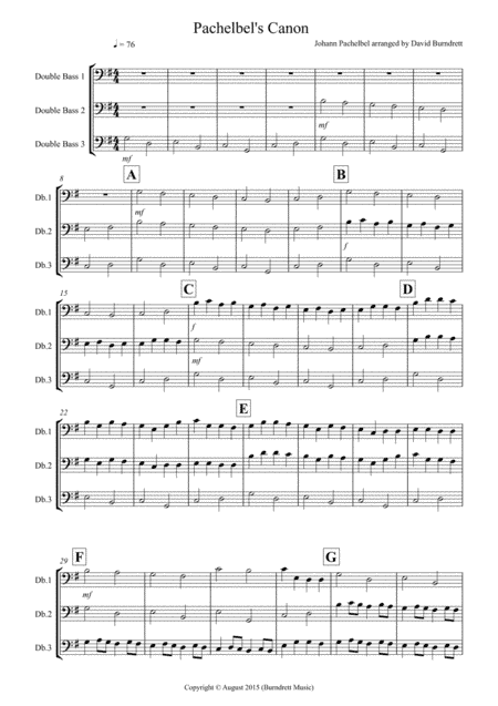 Pachelbel's Canon for Double Bass Trio (arr. David Burndrett)