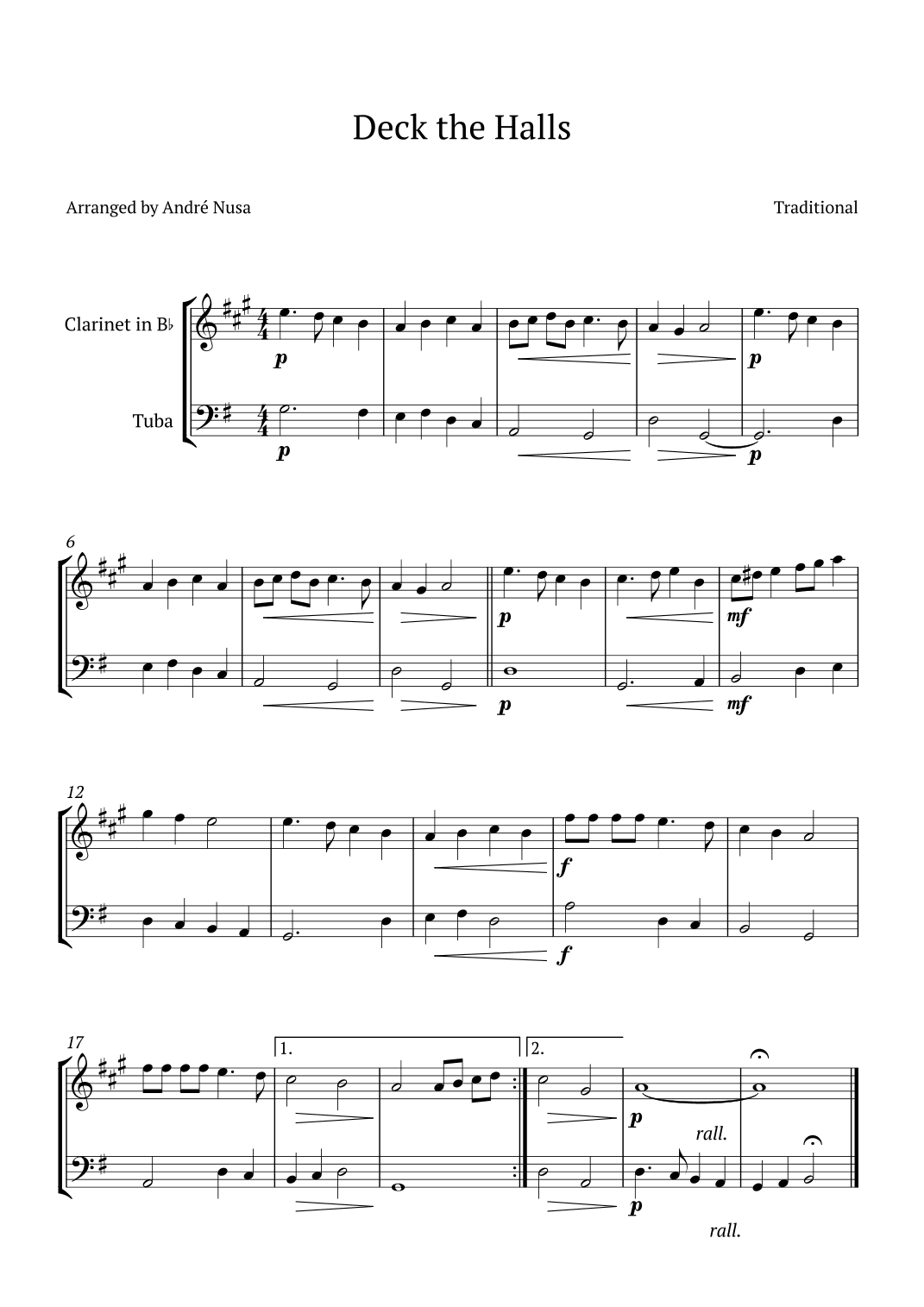 Deck the Halls (arr. André Nusa)