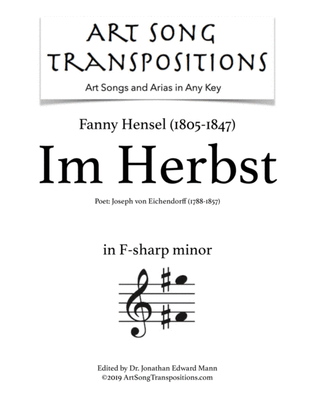 HENSEL: Im Herbst (transposed to F-sharp minor) (arr. ArtSongTranspositions.com)