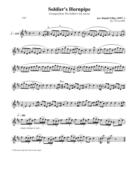 Soldier's Hornpipe (Opus 325) (Treble Solo) (arr. Daniel Hay)