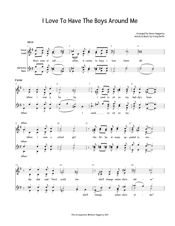 I Love To Have The Boys Around Me (arr. Dawn Haggerty)