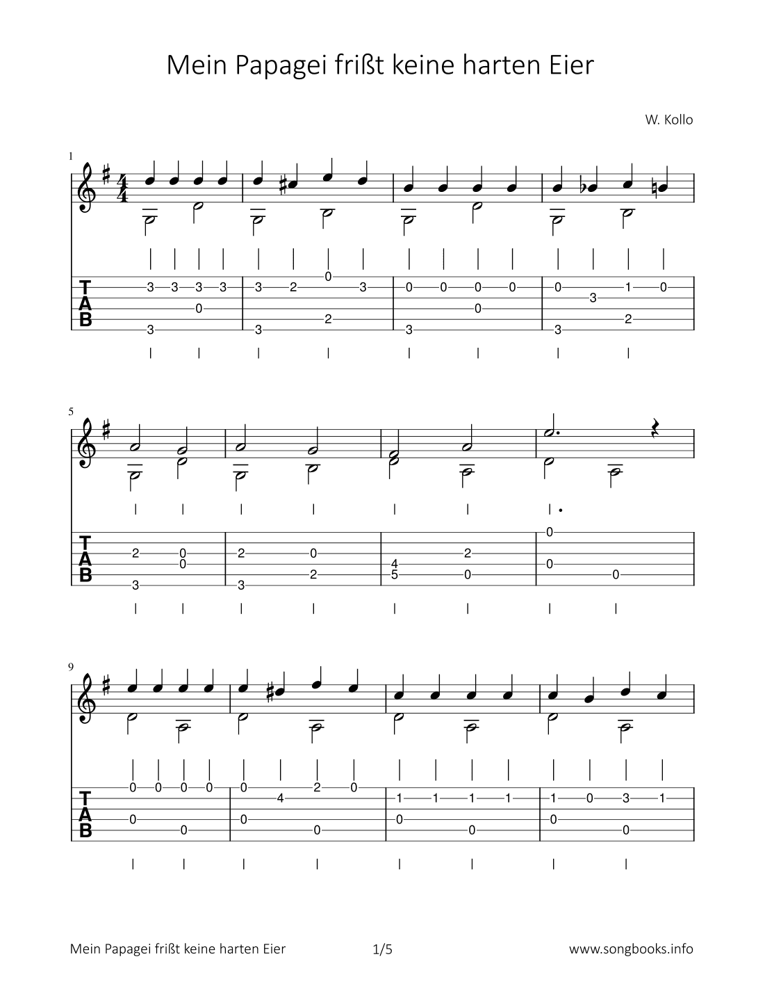 Mein Papagei frißt keine harten Eier (arr. Bettina Schipp)