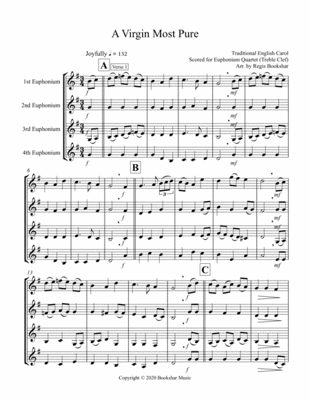 A Virgin Most Pure (Euphonium Quartet - Treble Clef) (arr. Regis Bookshar)