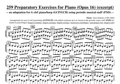Schmitt (Alois) 259 Preparatory Exercises for Piano (Opus 16) (excerpt) - G-clef pian arr. (PMS) (arr. Andrei Lucian Dragoi)