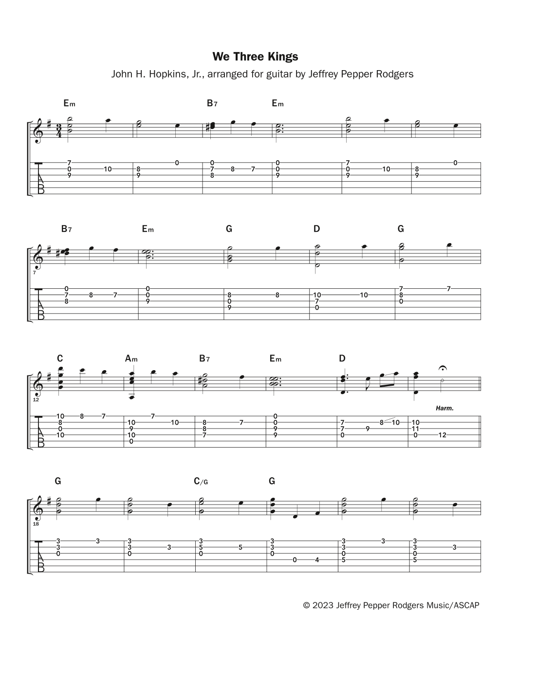 We Three Kings - solo guitar (arr. Jeffrey Pepper Rodgers)