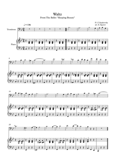 Waltz (Sleeping Beauty), Peter Ilyich Tchaikovsky, For Trombone & Piano (arr. Eugene Egorov)