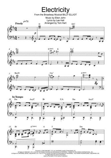 Electricity from the Broadway Musical BILLY ELLIOT (arr. Tom Hart)