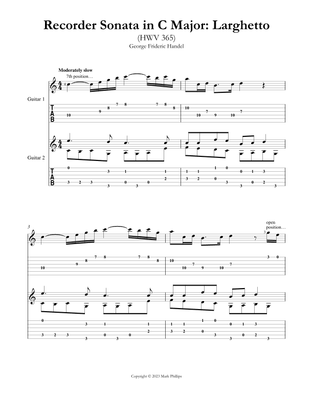 Recorder Sonata in C Major: Larghetto (HWV 365) (arr. Mark Phillips)