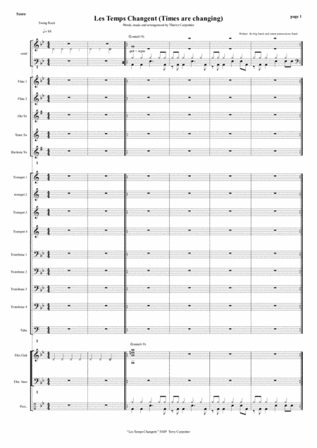 Les Temps Changent (Times are changing) for rock guitar, big band and street percussions