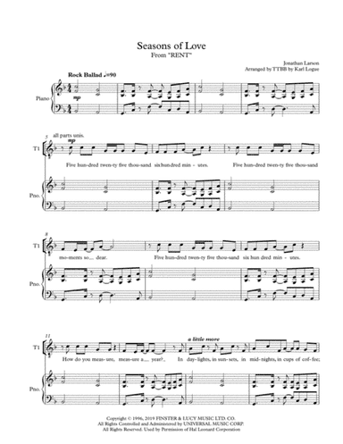 Seasons Of Love (arr. Karl Logue)