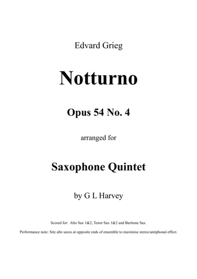 Notturno, Opus 54 No. 4 (Saxophone Quintet) (arr. G L Harvey)