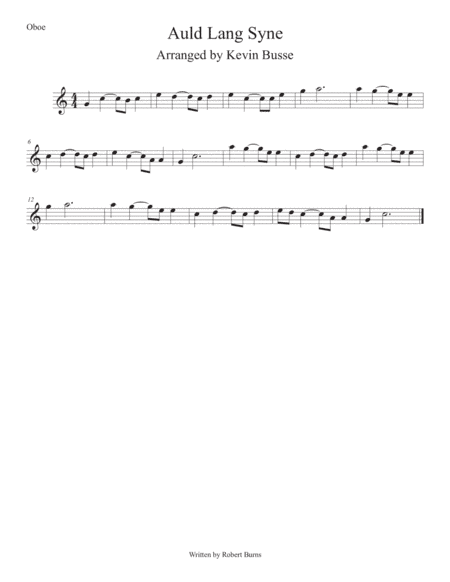 Auld Lang Syne (Easy key of C) Oboe (arr. Kevin Busse)