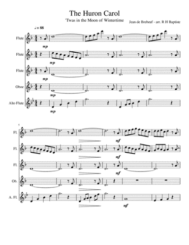 The Huron Carol ('Twas in the moon of wintertime...) (arr. R H Baptiste)