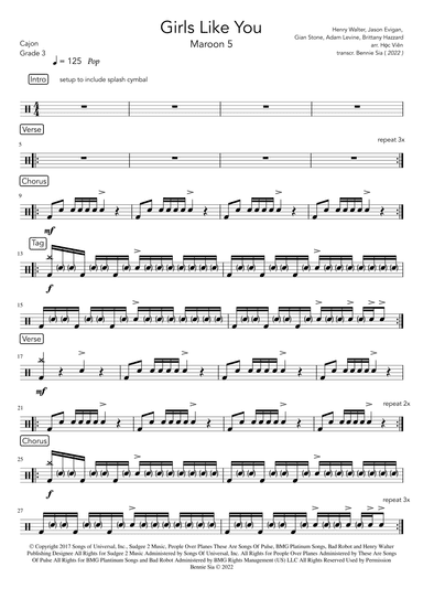Girls Like You (arr. Bennie Sia)