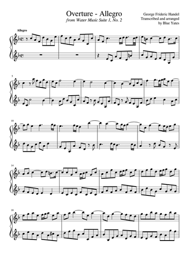 Overture - Allegro from Water Music Suite 1, No. 1 (George Frideric Handel) (arr. Blue Yates)