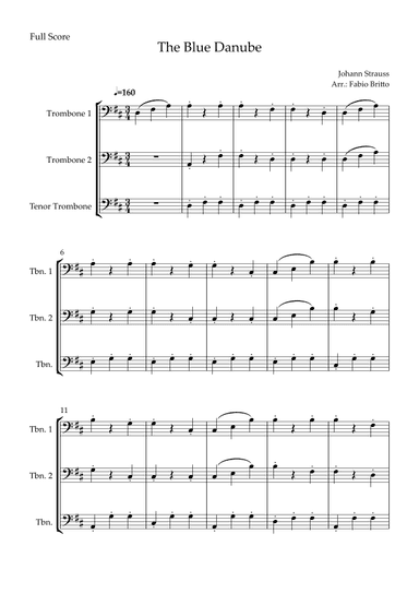 The Blue Danube (Waltz by Johann Strauss) for Brass Trio (arr. Fabio Britto)