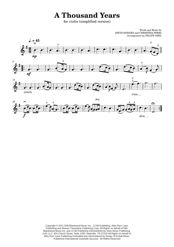 A Thousand Years (arr. Felipe Abel)