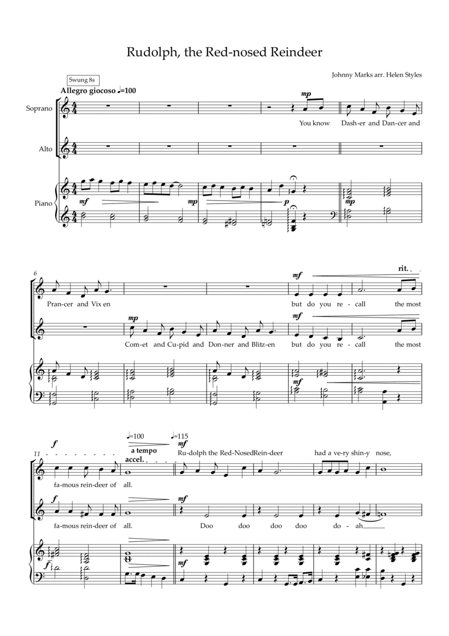 Rudolph The Red-nosed Reindeer (arr. Helen Styles)