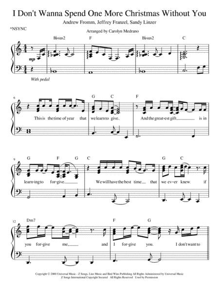 I Don't Wanna Spend One More Christmas Without You (arr. Carolyn Medrano)