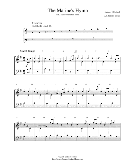 The Marine's Hymn - for 2-octave handbell choir (arr. Samuel Stokes)